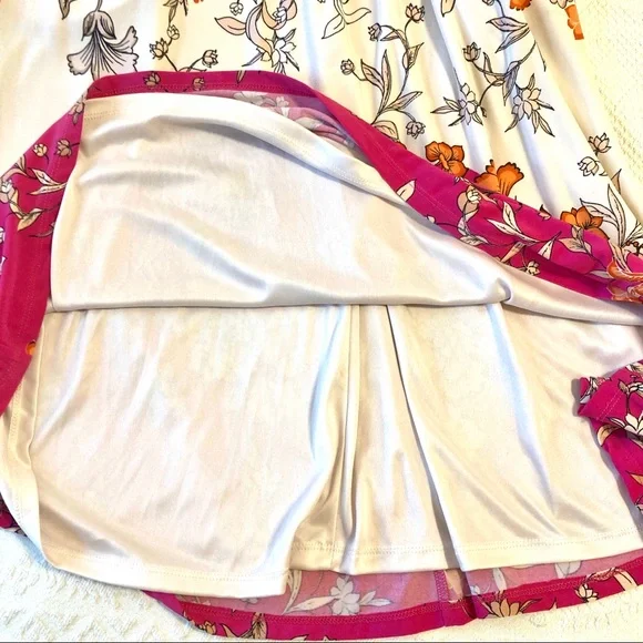 Vince Camuto dress floral mixed print sleeveless side knot twist front midi - Picture 13 of 16